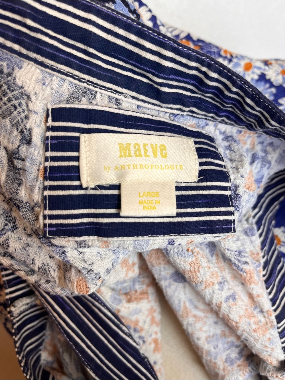 Maeve Anthropologie Navy, White & Orange Floral Square-Neck Camisole - Picture 5 of 6